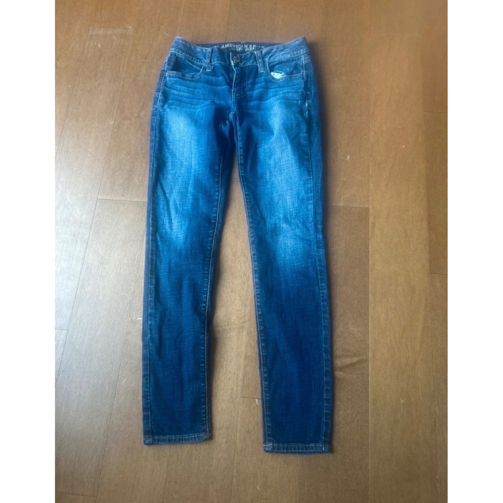 American Eagle Super Stretch Jeggings Dark Wash Blue Denim Jeans Women 4 Regular